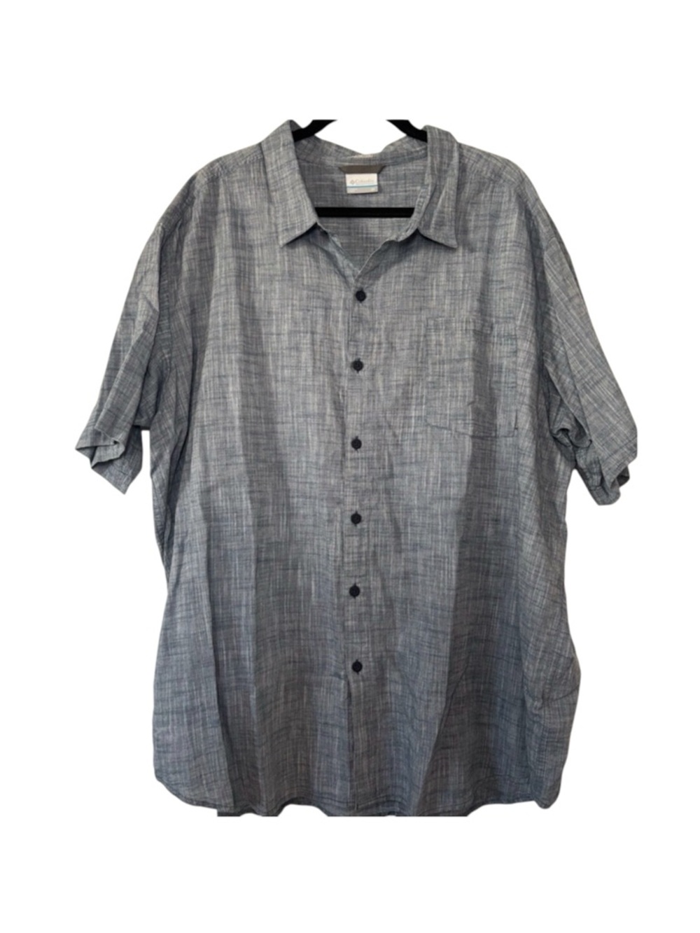 Columbia Men’s Under Exposure Yarn-Dye Shirt 3X Gray Short Sleeve